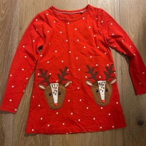 7-8 Mini Boden reindeer tunic Christmas